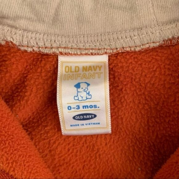 Old navy baby boy size 0-3 months infant zip up fleece jacket in orange - Picture 2 of 5